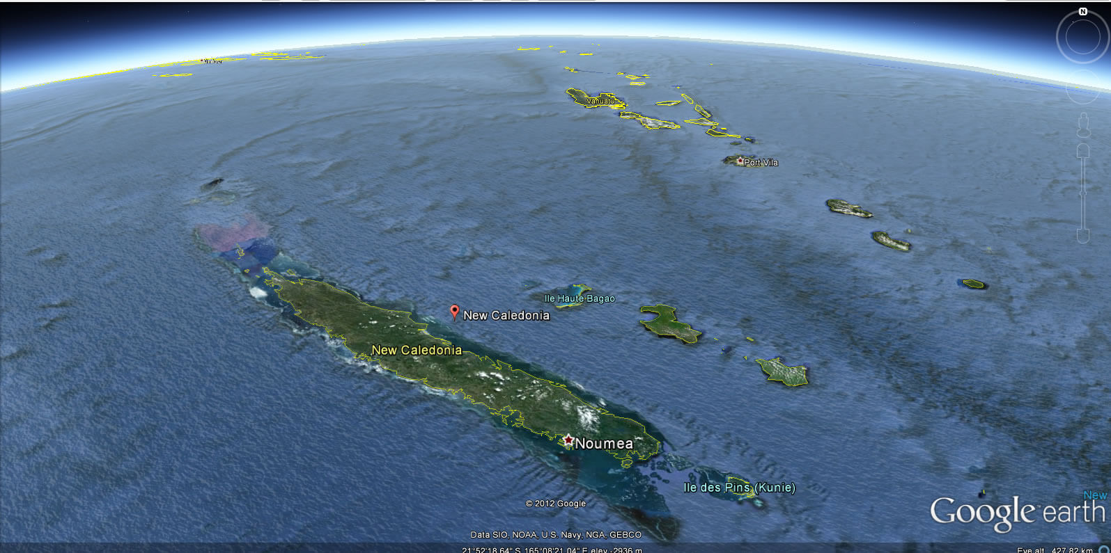 New Caledonia Earth Map